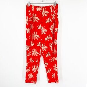 Viva Vena! Red Floral Print Pants High Rise NWT